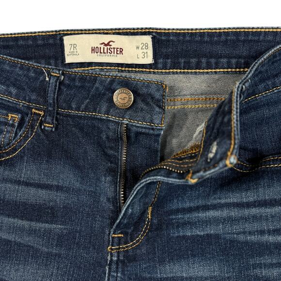 Hollister JRS SZ 7R Skinny Jeans Mid-Rise Zip-Fly Whiskered Medium Wash Pockets - Picture 3 of 10